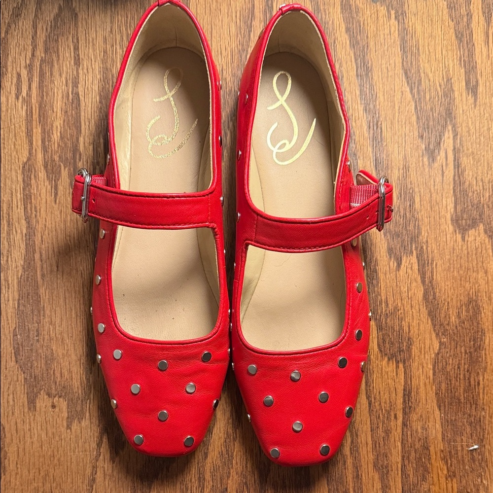 Sam Edelman Red Studded Mary Jane Shoes